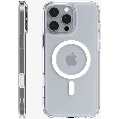 Coque MagSafe Blanche Spigen pour iPhone 16 Pro - Transparente, Protectrice - Publicité Coque MagSafe Blanche Spigen pour iPhone 16 Pro - Transparente, Protectrice - Publicité
