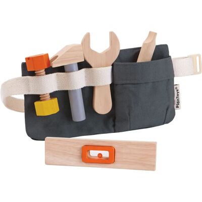 PlanToys Holz-Werkzeuggürtel - Mit Hammer, Schraubenzieher, Schlüssel, Wasserwaage - Für Kinder PlanToys Holz-Werkzeuggürtel - Mit Hammer, Schraubenzieher, Schlüssel, Wasserwaage - Für Kinder