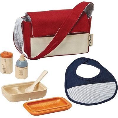 Ensemble de nourriture pour poupée PlanToys avec accessoires - Rouge Ensemble de nourriture pour poupée PlanToys avec accessoires - Rouge