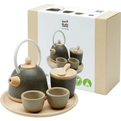 PlanToys Natural/Gray Classic Tea Set - Toy for Kids PlanToys Natural/Gray Classic Tea Set - Toy for Kids