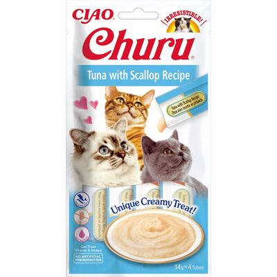 Inaba Churu Thon aux Coquilles Saint-Jacques Friandise pour Chats - 14g Inaba Churu Thon aux Coquilles Saint-Jacques Friandise pour Chats - 14g