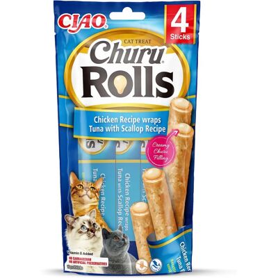 Inaba Churu Rulos para Gatos Pollo Atún - 4x10g Inaba Churu Rulos para Gatos Pollo Atún - 4x10g
