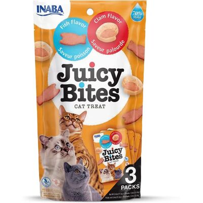 Inaba Bouchées Juicy Fish et Clam - Friandises pour Chats - Publicité Inaba Bouchées Juicy Fish et Clam - Friandises pour Chats - Publicité