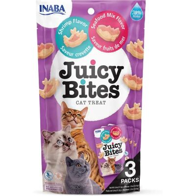 Snacks para gatos Inaba - Bocados jugosos de camarones y mariscos - 3 paquetes Snacks para gatos Inaba - Bocados jugosos de camarones y mariscos - 3 paquetes