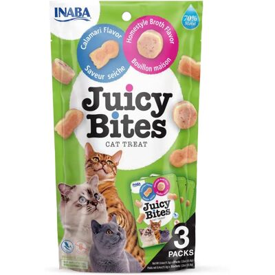 Inaba Juicy Bites de caldo casero y calamar para gatos - Pack de 3 Inaba Juicy Bites de caldo casero y calamar para gatos - Pack de 3