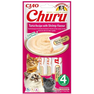 Friandises au thon et crevettes Inaba Churu - 4x14 g Friandises au thon et crevettes Inaba Churu - 4x14 g