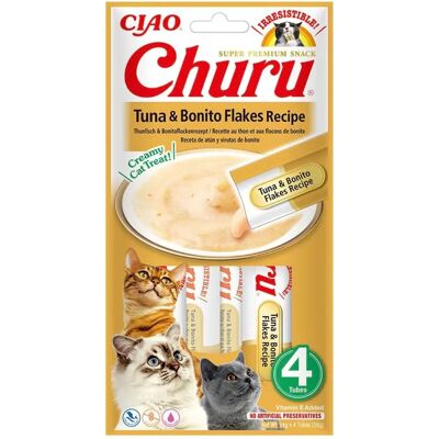 Churu - Tuna and Bonito Flakes Recipe Puree - 4 x 14g - Cat - Puree Churu - Tuna and Bonito Flakes Recipe Puree - 4 x 14g - Cat - Puree