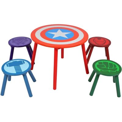 Ensemble de table Marvel Avengers avec 4 tabourets - Mobilier de jeu multicolore pour enfants - Publicité Ensemble de table Marvel Avengers avec 4 tabourets - Mobilier de jeu multicolore pour enfants - Publicité