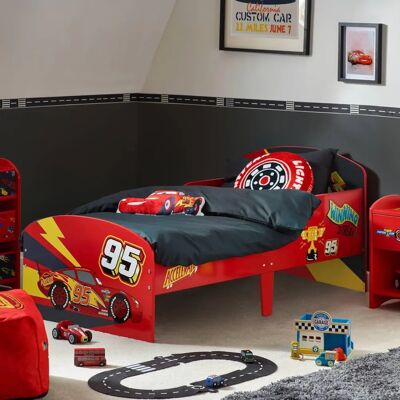 Lit en bois Lightning McQueen de Disney Cars - Accessoire pour chambre d'enfant - Publicité Lit en bois Lightning McQueen de Disney Cars - Accessoire pour chambre d'enfant - Publicité