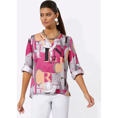 CREATION L Fuchsia Hellgrau Muster Bluse - Bluse CREATION L Fuchsia Hellgrau Muster Bluse - Bluse