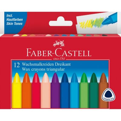 Faber Castell Triangular Grip Wax Crayons - 12 Pieces Faber Castell Triangular Grip Wax Crayons - 12 Pieces