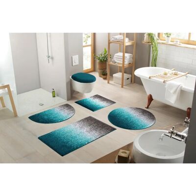 MY HOME Elif Runder Badematte Grau / Aqua - Badteppich MY HOME Elif Runder Badematte Grau / Aqua - Badteppich
