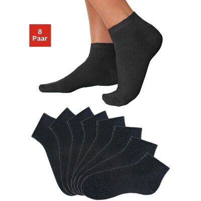 GO IN Damen Kurzsocken - Unisex, Schwarz, 8er Pack GO IN Damen Kurzsocken - Unisex, Schwarz, 8er Pack