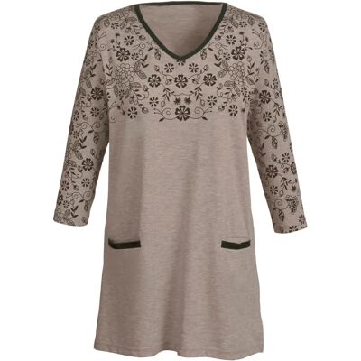 Longshirt Longshirt - V-Ausschnitt, 3/4-Ärmel, Blumendruck - Shirt Longshirt Longshirt - V-Ausschnitt, 3/4-Ärmel, Blumendruck - Shirt