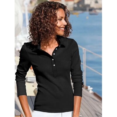 CASUAL LOOKS Langarm-Poloshirt Damen Gr. 44 schwarz CASUAL LOOKS Langarm-Poloshirt Damen Gr. 44 schwarz