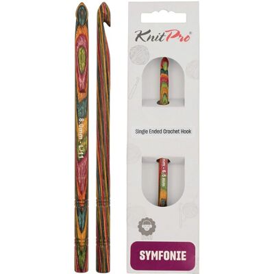 KnitPro Symfonie 8mm Crochet Hook - Wooden, Multicolor, 15cm - Crochet Hook KnitPro Symfonie 8mm Crochet Hook - Wooden, Multicolor, 15cm - Crochet Hook