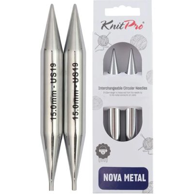 Agujas circulares intercambiables KnitPro Nova Metal - 13cm, 15mm - Agulha de tricô Agujas circulares intercambiables KnitPro Nova Metal - 13cm, 15mm - Agulha de tricô