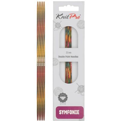 Knit Pro Symfonie Berken Dubbelpuntige Naalden - 10cm, 2mm Knit Pro Symfonie Berken Dubbelpuntige Naalden - 10cm, 2mm