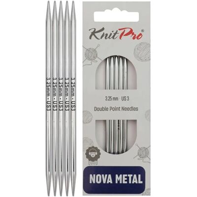 Agujas de Dobra Doble KnitPro Nova - 10 cm - Prata Agujas de Dobra Doble KnitPro Nova - 10 cm - Prata