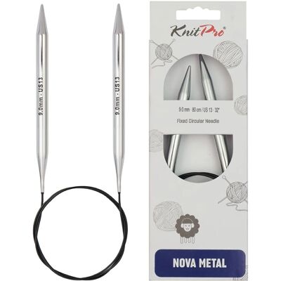 KnitPro Nova Metal Knitting Needles - 100cm, Silver, 9mm - Knitting Needles KnitPro Nova Metal Knitting Needles - 100cm, Silver, 9mm - Knitting Needles