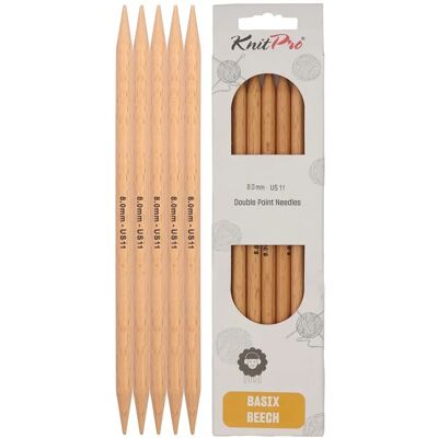 KnitPro Basix björktrådsstickor - 20cm, 8mm - Set med 5 KnitPro Basix björktrådsstickor - 20cm, 8mm - Set med 5