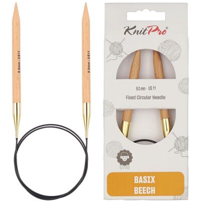 Aiguilles à tricoter KnitPro Basix en bouleau - 80cm, 8mm US11 Aiguilles à tricoter KnitPro Basix en bouleau - 80cm, 8mm US11