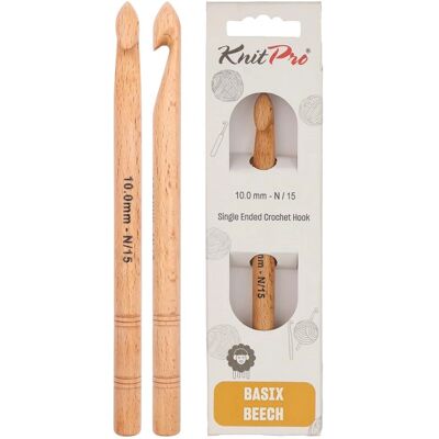 Gancho de crochê KnitPro Basix Bétula - 10mm - Leve e Liso Gancho de crochê KnitPro Basix Bétula - 10mm - Leve e Liso