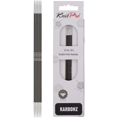 KnitPro Karbonz Agulhas de Pontas Duplas 15 cm - 2,0 mm (41105) KnitPro Karbonz Agulhas de Pontas Duplas 15 cm - 2,0 mm (41105)