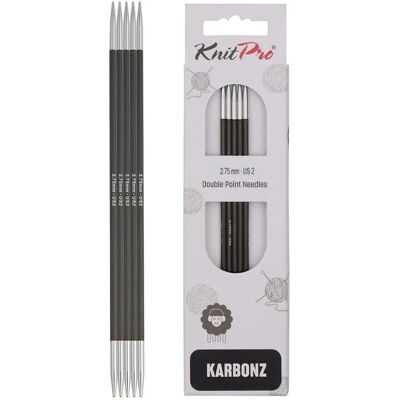 KnitPro Karbonz Agulhas de Ponta Dupla 15 cm - 2,75 mm (41108) KnitPro Karbonz Agulhas de Ponta Dupla 15 cm - 2,75 mm (41108)