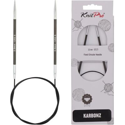 KnitPro Carbon Circular Knitting Needles - 80cm, 3mm KnitPro Carbon Circular Knitting Needles - 80cm, 3mm