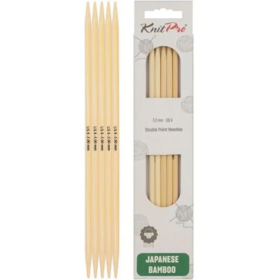 KnitPro - Bamboo Strumpstickor - 20 cm - 5.00 mm US8 - Agujas de knitting KnitPro - Bamboo Strumpstickor - 20 cm - 5.00 mm US8 - Agujas de knitting