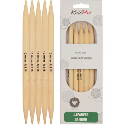 KnitPro - Aghi per calzini bambù - 20cm - 10mm - US15 KnitPro - Aghi per calzini bambù - 20cm - 10mm - US15