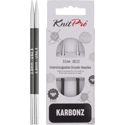 Agulhas circulares intercambiáveis KnitPro Carbonz 3mm - Conjunto de tricô Agulhas circulares intercambiáveis KnitPro Carbonz 3mm - Conjunto de tricô