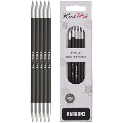 KnitPro Karbonz Double Pointed Needles 20 cm - 5,0 mm (41134) KnitPro Karbonz Double Pointed Needles 20 cm - 5,0 mm (41134)