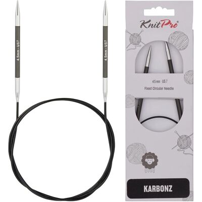 Agulhas de tricô circulares KnitPro Carbonz 80cm - Preto Agulhas de tricô circulares KnitPro Carbonz 80cm - Preto