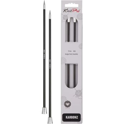 KnitPro Karbonz 25cm Agulhas de Tricô em Fibra de Carbono US8 - Agulhas de Tricô KnitPro Karbonz 25cm Agulhas de Tricô em Fibra de Carbono US8 - Agulhas de Tricô