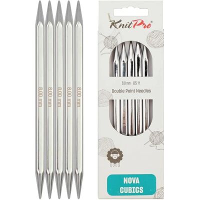 KnitPro Nova Cubics Aluminium 20cm 8mm - Druty do dziergania KnitPro Nova Cubics Aluminium 20cm 8mm - Druty do dziergania