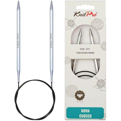 KnitPro Nova Cubics Cirkelnaalden - 60cm, 6mm, Zilver - Breinaalden KnitPro Nova Cubics Cirkelnaalden - 60cm, 6mm, Zilver - Breinaalden
