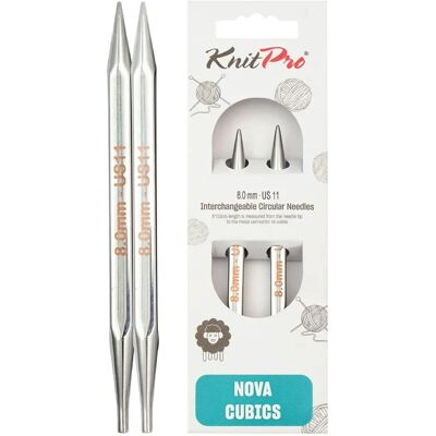 Agulhas circulares intercambiáveis KnitPro Nova Cubics - 8mm, 128mm Agulhas circulares intercambiáveis KnitPro Nova Cubics - 8mm, 128mm