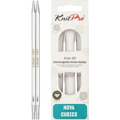 KnitPro Nova Cubics - Agulhas de tricô circulares intercambiáveis - Prata - 4,50 mm - Agulhas KnitPro Nova Cubics - Agulhas de tricô circulares intercambiáveis - Prata - 4,50 mm - Agulhas