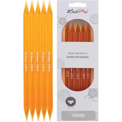 KnitPro Trendz Double Point Needles - 20cm, Arancione, 10mm - Double Point Needles KnitPro Trendz Double Point Needles - 20cm, Arancione, 10mm - Double Point Needles