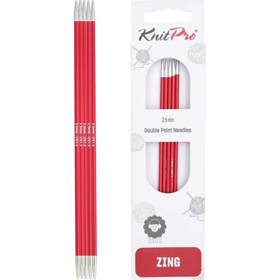 Knit Pro Zing Dubbla spetsar 20cm - Röd - Sticktyp Knit Pro Zing Dubbla spetsar 20cm - Röd - Sticktyp