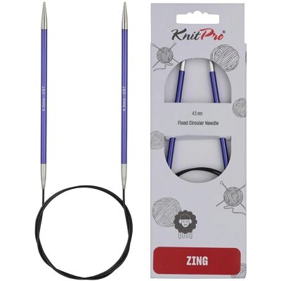 KnitPro Zing Aluminium 100cm 4.50mm Iolite Agulha de tricô KnitPro Zing Aluminium 100cm 4.50mm Iolite Agulha de tricô