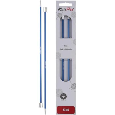 KnitPro Zing 35cm Aluminium breinaald - US6 / 4,00mm - Saffier KnitPro Zing 35cm Aluminium breinaald - US6 / 4,00mm - Saffier