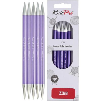 Aiguilhas KnitPro Zing de Pontas Duplas - 20cm, 7mm, Roxo - Agulhas de tricô Aiguilhas KnitPro Zing de Pontas Duplas - 20cm, 7mm, Roxo - Agulhas de tricô