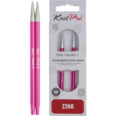 Agulhas circulares intercambiáveis KnitPro Zing 5 mm - Alumínio Leve Agulhas circulares intercambiáveis KnitPro Zing 5 mm - Alumínio Leve