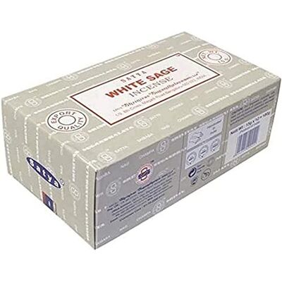 Encens Satya Sauge Blanche - Boîte Complète (12 Paquets x 15g) Original - Publicité Encens Satya Sauge Blanche - Boîte Complète (12 Paquets x 15g) Original - Publicité