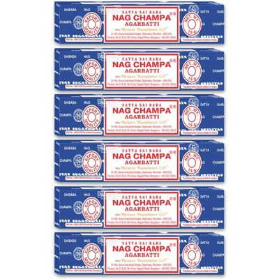 Incienso Nag Champa Satya - 12 Paquetes de 15g - Aroma tradicional indio Incienso Nag Champa Satya - 12 Paquetes de 15g - Aroma tradicional indio