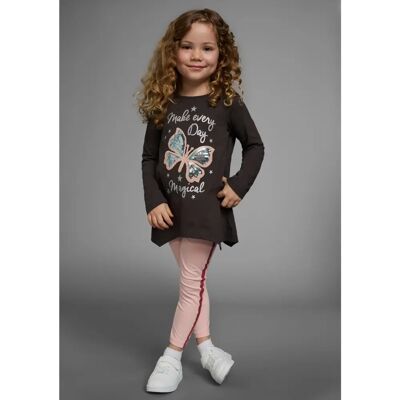 KIDSWORLD 2tlg. Set Shirt + Leggings - Mädchen, 92/98, rosa/anthrazit KIDSWORLD 2tlg. Set Shirt + Leggings - Mädchen, 92/98, rosa/anthrazit