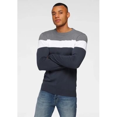 H.I.S XXL (60/62) Grau Colorblocking Pullover - Freizeitstrick H.I.S XXL (60/62) Grau Colorblocking Pullover - Freizeitstrick